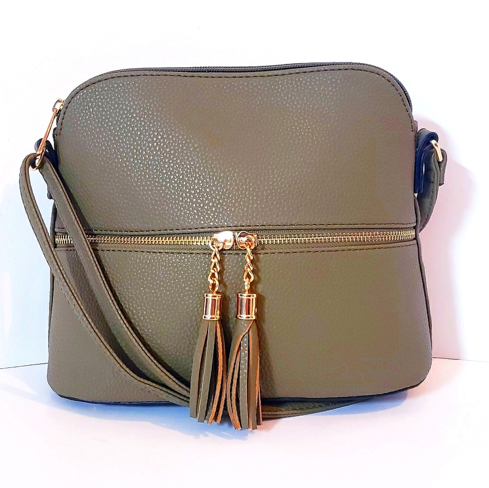 Army Green Gold Perfect Size Crossbody Bag